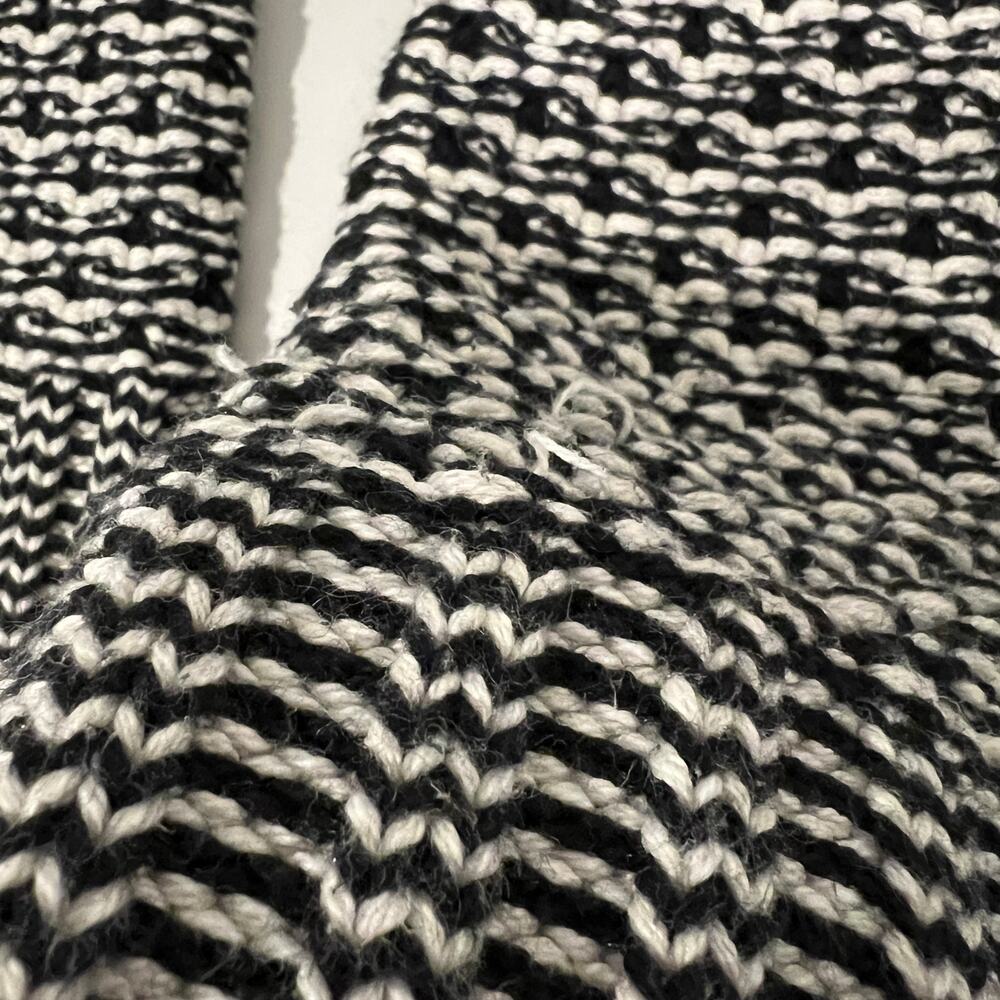 Talbots Open Front Chunky Cardigan Women's M Petite Black White Cotton Wool Blnd - Picture 7 of 9